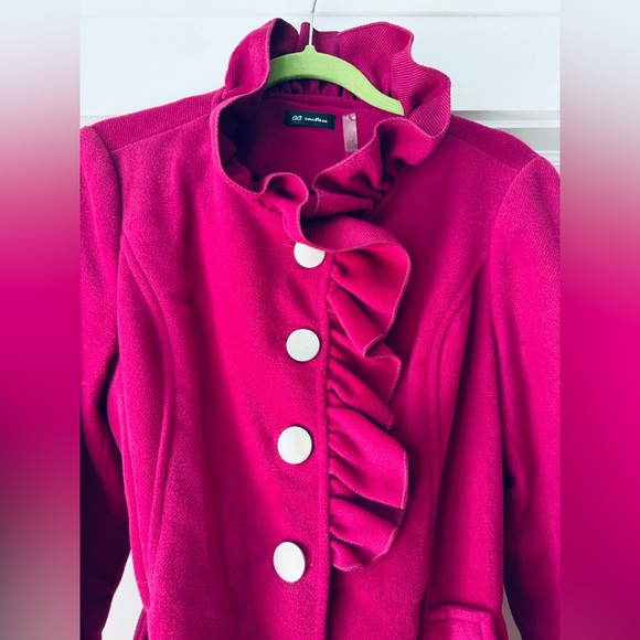 C.C. Couture Ruffle Trim Belted Jacket (Fuchsia) - Size L - Picture 2 of 11
